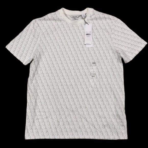 NWT Calvin Klein White Short Sleeve Classic Fit Cotton CK Tee Shirt Size Medium - Picture 2 of 6